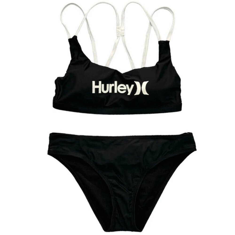 HURLEY Women's Bikini 2 Pieces Top/Bottom Swimwear Black Size 1X